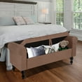 thumbnail image 4 of Storage Bench with Upholstered Rolled Arm Ottoman Bench Couch w/ Solid Wood Legs for Bedroom End of Bed,and Living room,Brown, 4 of 8