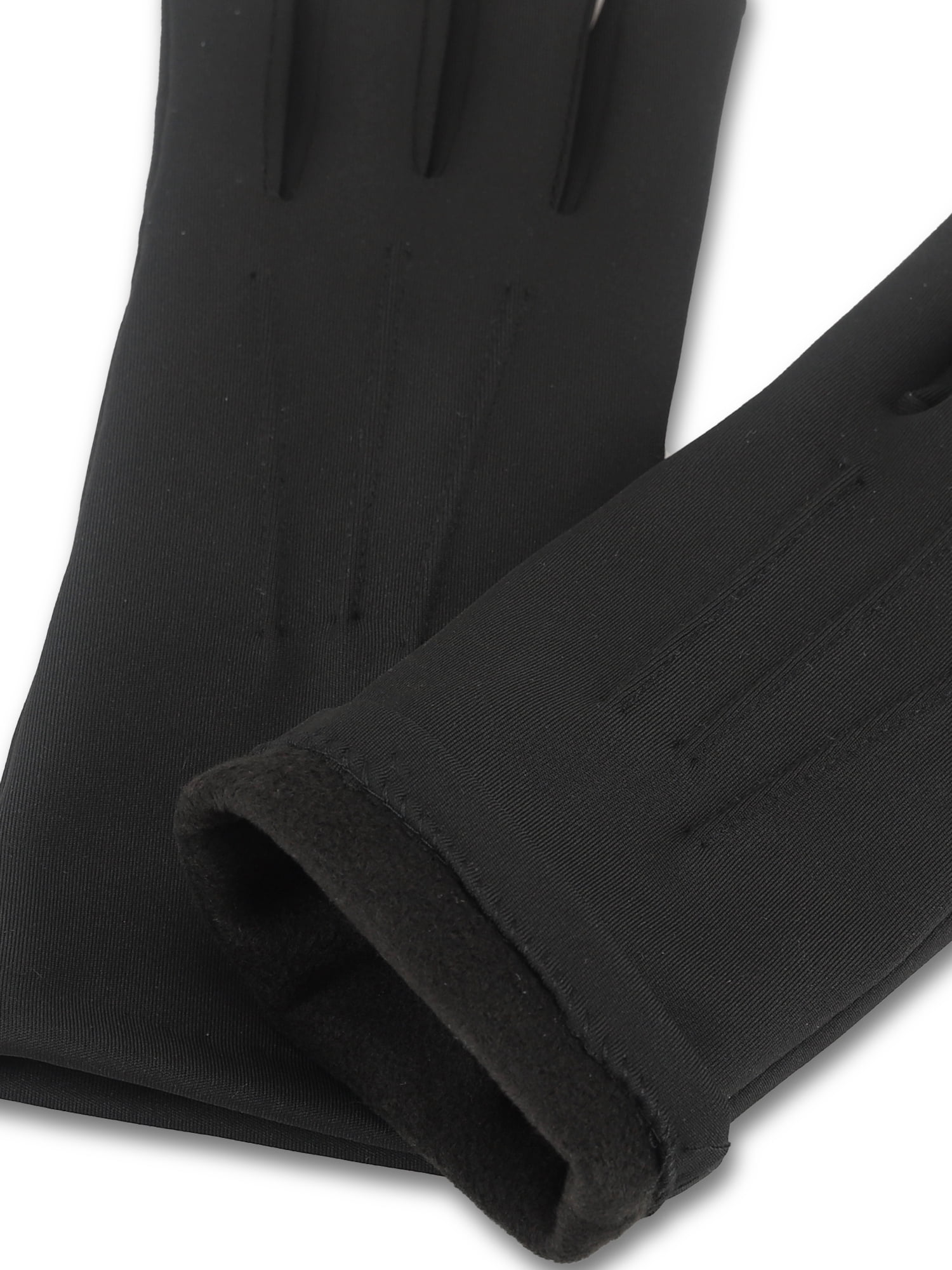 Isotoner Women's Everyday Spandex Gloves with Fleece Lining, Black, S/M