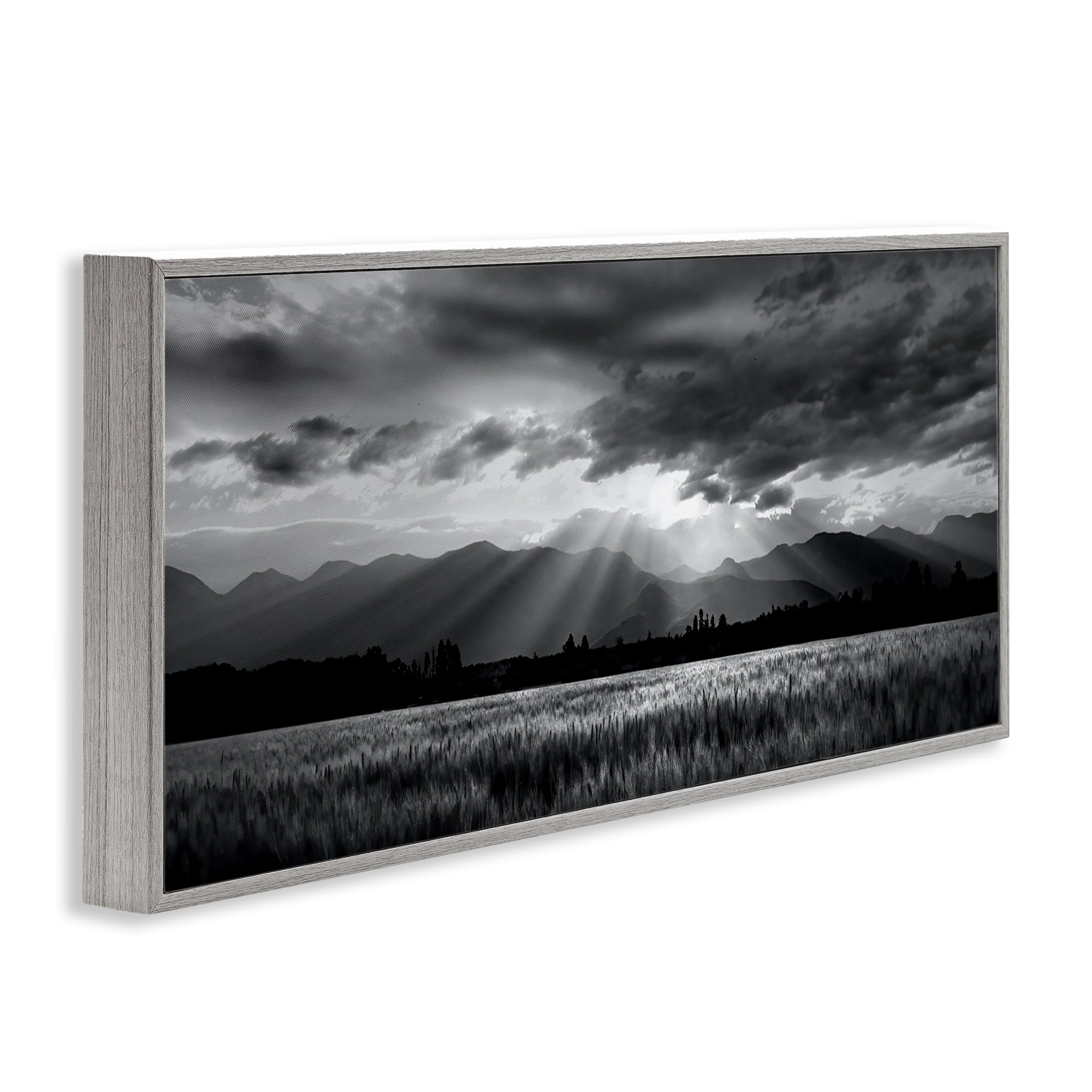 Stupell Industries Mountain Morning Sunbeams Gray Framed Giclee Art, design by Steve Toole