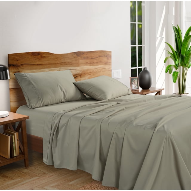 Casa Platino Juego de Sábanas Tamaño Queen: 1000 Hilos, 100% Egyptian Cotton, Acabado Suave de Satén de Hotel, Lujoso Cada Noche, Bolsillo Profundo de 15 Pulgadas, sin Pastilla, Plateado
