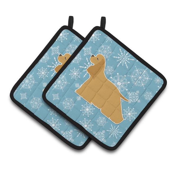 Winter Snowflake Cocker Spaniel Pair of Pot Holders