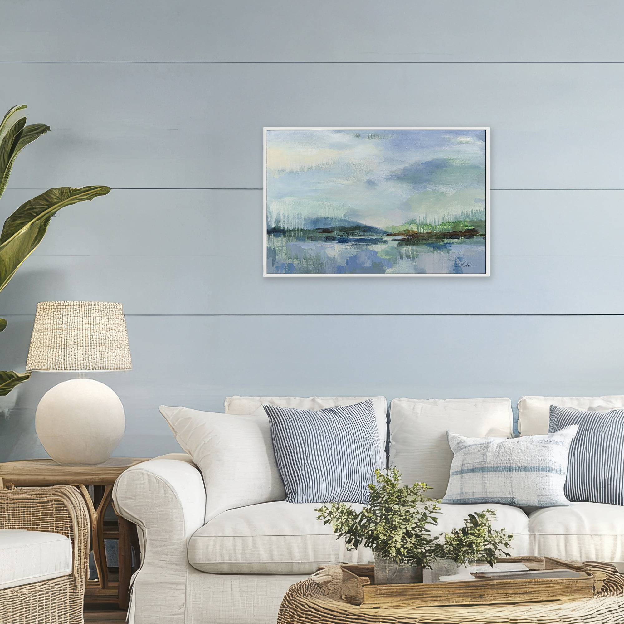 Stupell Industries Rain Over The Lagoon White Framed Giclee Art, design by Silvia Vassileva