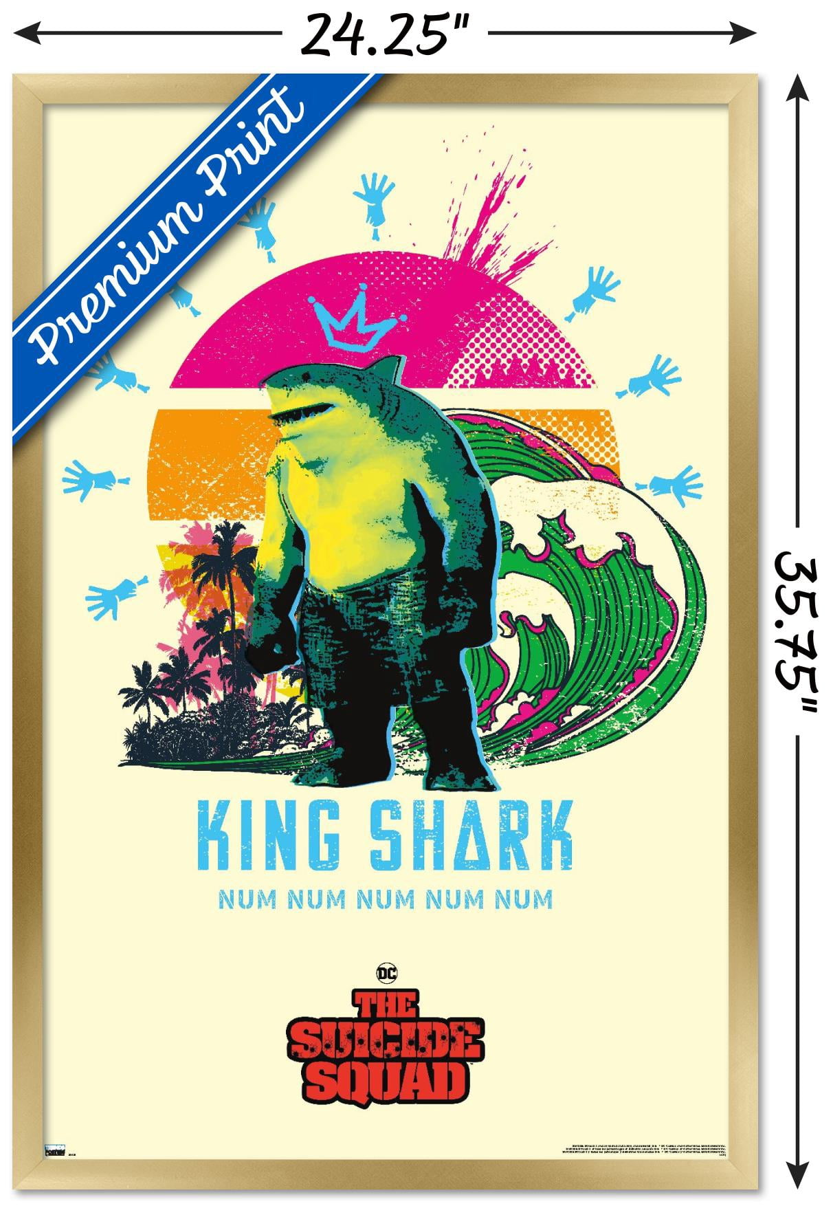 DC Comics Movie The Suicide Squad - King Shark Wall Poster, 22.375" x 34", Framed