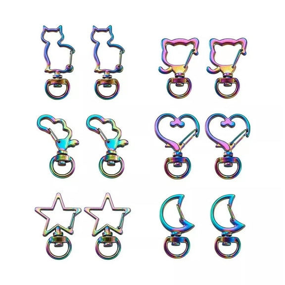 U8MO 12pc Mixed Multi-color Alloy Swivel Lobster Claw Clasps Swivel Snap Hook 32~41mm