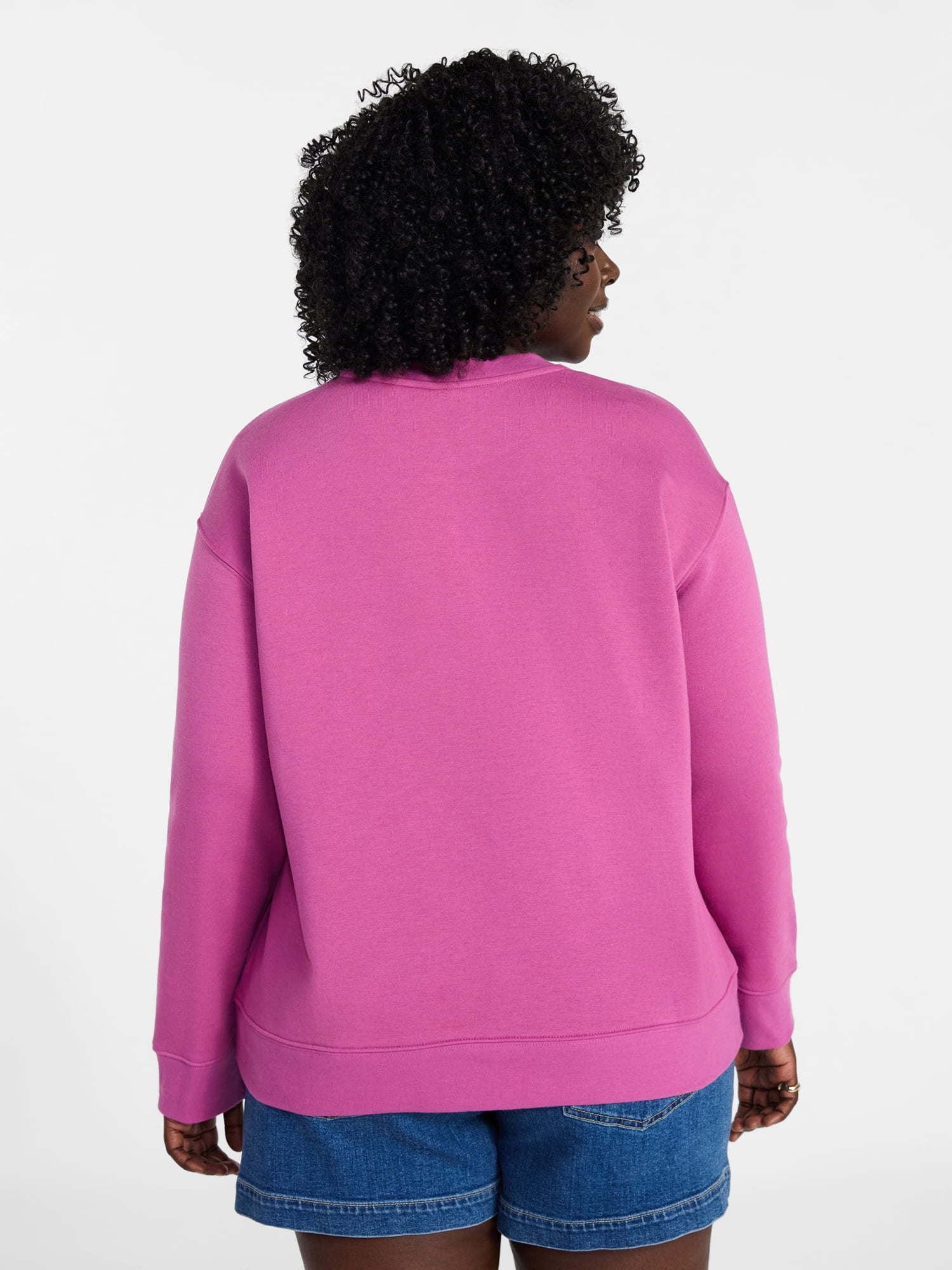 Terra & Sky Women's Plus Size Fleece Sweatshirt with Long Sleeves, Size 0X-5X