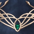 thumbnail image 6 of Hfppkn Green Rhinestone Vintage Leaf Headband Goddess Style Tiara for Weddings Events 17cm, 6 of 7