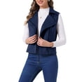 thumbnail image 4 of INSPIRE CHIC Women's Casual Faux Suede Sleeveless Short Biker Vest Jacket XL Dark Blue, 4 of 6