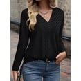 thumbnail image 6 of Autumn Women'S Long Sleeve Shirt V Neck Knit Pullover Tunic Top Women'S Shirt Formal Casual Black XL, 6 of 7