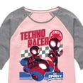 thumbnail image 3 of Marvel Spider-Man And His Amazing Friends - Techno Racer Morales - Toddler and Youth Girls Shirt Tail Raglan, 3 of 5