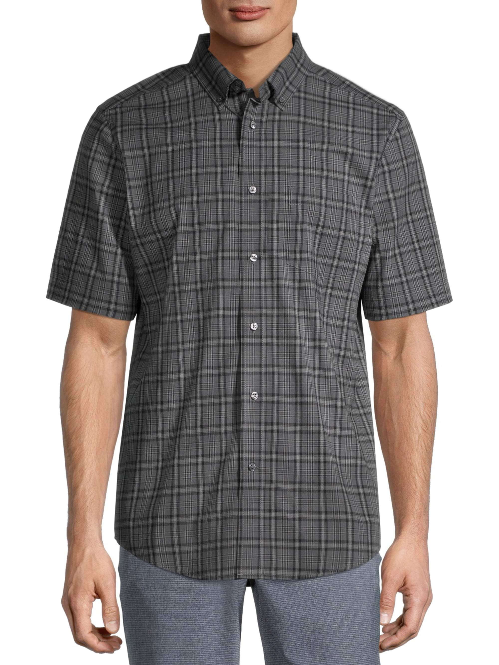 NEW Men Button Up Shirt BIG & TALL L-8XL Striped Plaid Short Sleeve 12 Colors 