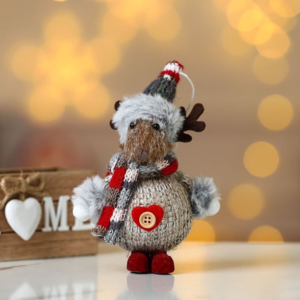 3 piezas de decoración de figuras navideñas Muñeco de nieve Papá Noel Muñeco de peluche Decoración del hogar Adorno de árbol de Navidad para vacaciones