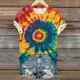 thumbnail image 3 of VBTAPA Tie Dye Shirts for Women Short Sleeve Crewneck Tops Casual Stylish T-shirt Novelty Graphic Tees Big Sales Today Multicolor XL, 3 of 5