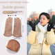 thumbnail image 2 of Guantes gruesos y cálidos de invierno para mujer, guantes abiertos para montar al aire libre, guantes de gamuza con forro polar a la moda, 2 of 6