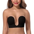 thumbnail image 3 of Women's Deep Plunge Strapless Backless Sticky Underwire Push Up Adhesive Bra, 3 of 7