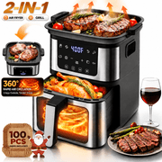 7.5Qt Multifunction Air Fryer W/ Digital LED Touch Screen, Steak Searing, 8 Preset Cookings, 95% Less Oil, Nonstick Dishwasher-Safe Basket, Includes 100 Liners