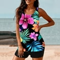 thumbnail image 5 of qucoqpe Blouson Tankini Swimsuits for Women Fashion Floral Print Two-piece Modest Bathing Suit with Shorts Summer Vacation Beach Swimwear, 5 of 6