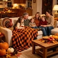 thumbnail image 2 of Black and Orange Buffalo Plaid Fleece Throw Blanket for Couch, Soft Halloween Flannel Blanket for Sofa, Orange Checkered Plaid Fall Couch Throw, Warm Cozy Fall Bed Blanket Decor Gift, 2 of 6