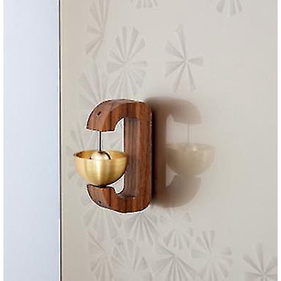 Shopkeepers Bell For Door Opening, Magnetic Attached Wood Doorbell Gentle Sound Decorative Entry Doorbell