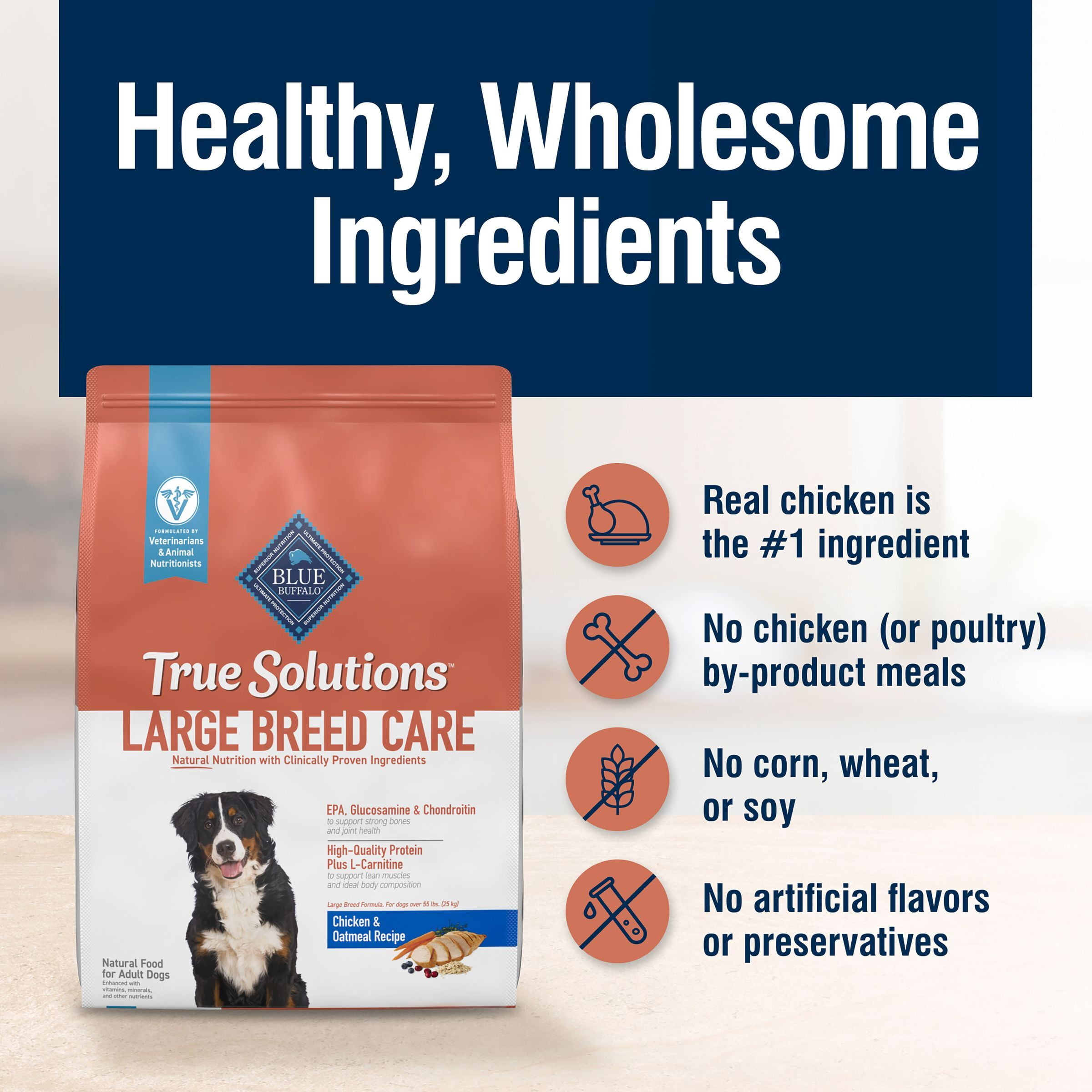 Blue Buffalo True Solutions Large Breed Care Natural Dry Dog Food, Chicken, 11-lb. Bag