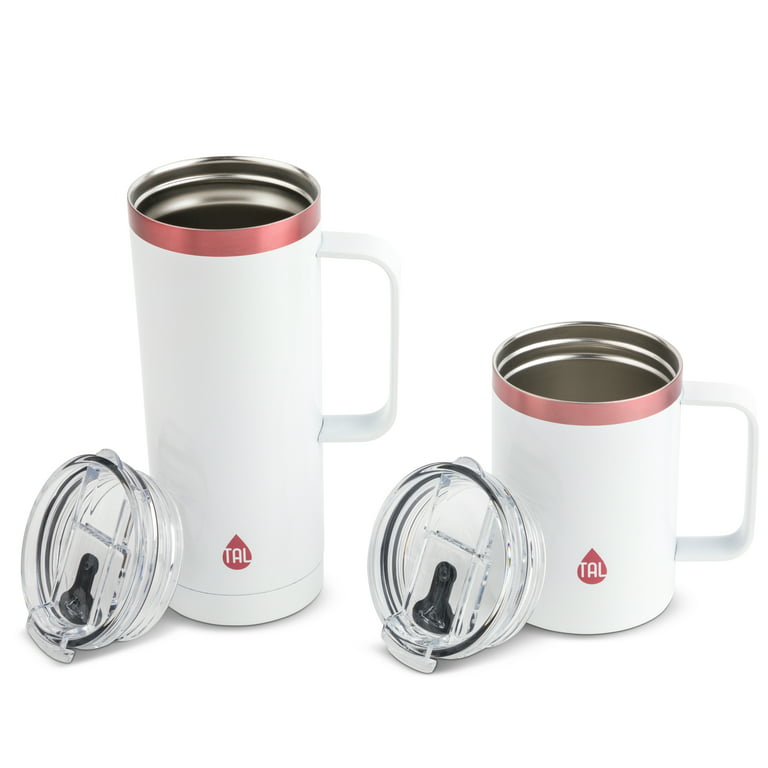 TAL Stainless Steel Mountaineer Coffee Mug 2 Pack, 20 fl oz and 12 fl oz,  Red and White 