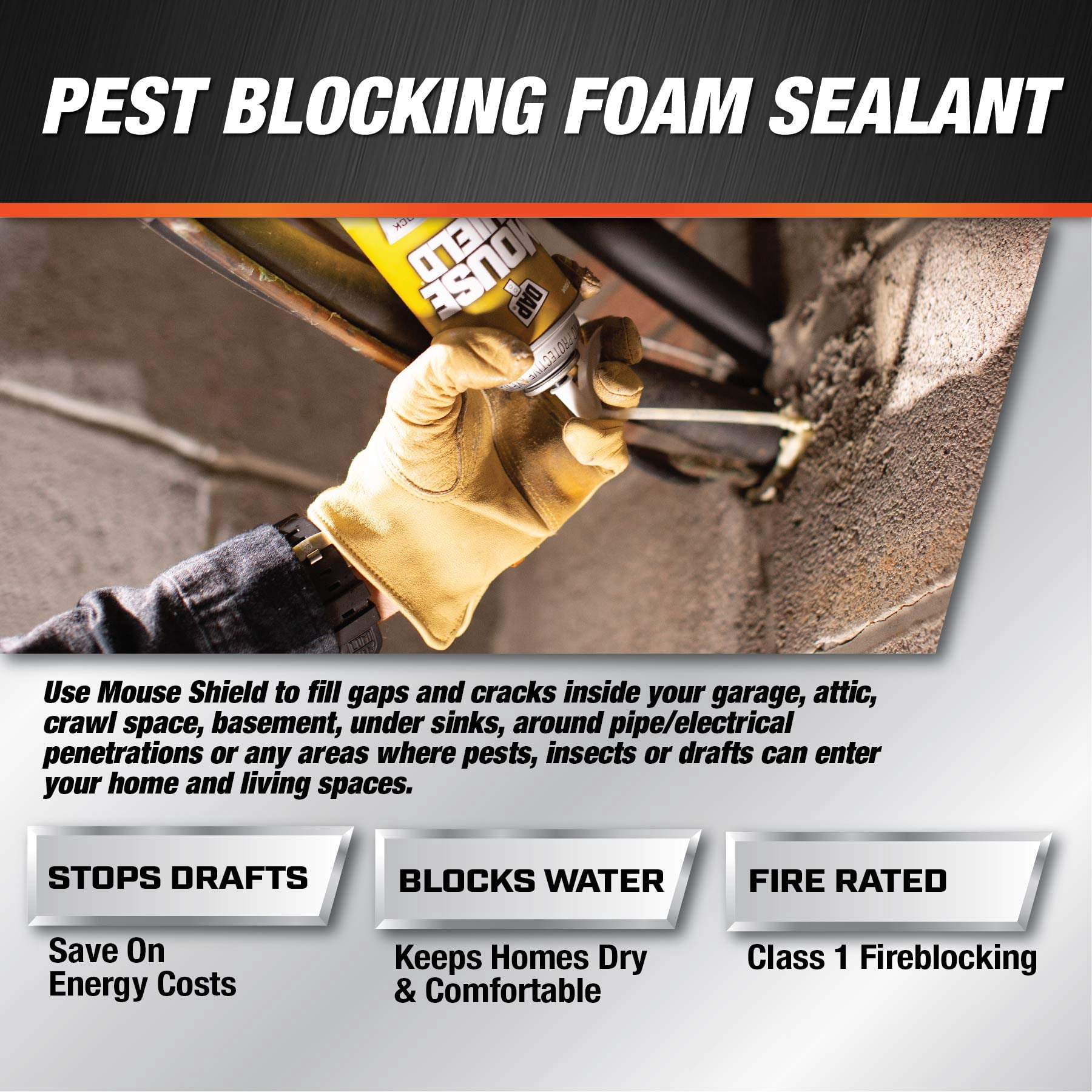 DAP Mouse Shield Foam Sealant and Blocker, Off White, 12 Oz (7565012506)