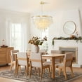 thumbnail image 5 of FINE MAKER Gold Shell Chandelier Modern Pendant Lighting 23.6in Round Crystal Chandeliers for Kitchen Island, 5 of 9