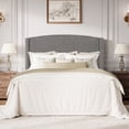 thumbnail image 2 of Amolife Full Bed Frame, Platform Upholstered Bed with Soft Teddy Fabric Curved Headboard, Grey, 2 of 6