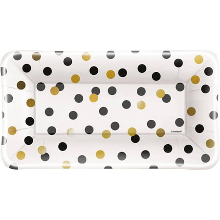 Shell Appetizer - Foil Chic Black & Gold Polka Dot Appetizer Plates, 8ct