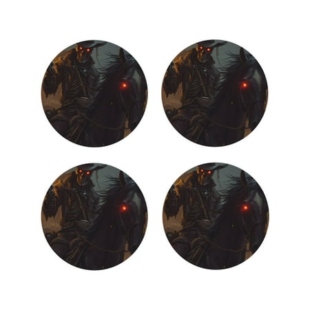 

Tideii Cool Skull Western Cowboy for Leather Coasters 4 Pieces Anti-fouling and Anti-scalding Decorative Coasters Suitable for Restaurants Kitchens Coffee Shops-Round Shape