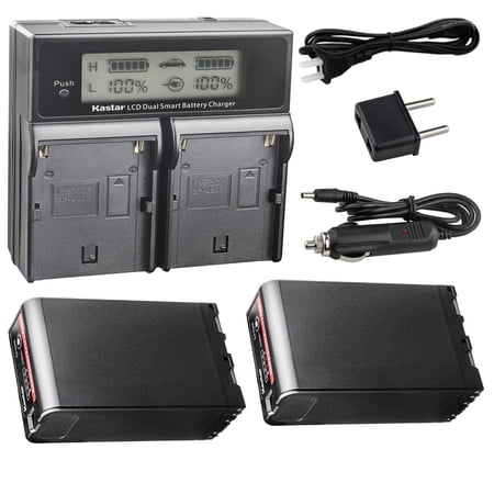 Kastar 2-Pack BP-U90 Battery and CH04 Dual Fast Charger Compatible with Sony PMW-EX260 PMW-EX280 PMW-F3 PMW-F3K PMW-F3L XDCAM EX HD422 PHU-60K ILME-FX6 PXW-FS5 PXW-FS5K PXW-FS5M2 PXW-FS7 Camera
