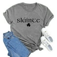 thumbnail image 2 of MSJUHEG Short Sleeve Shirts for Women Shirts for Women Slainte Women's Letter Print Round Neck Short Sleeve T Shirt Top Tshirts Shirts for Women Womens Tops Graphic Tees Gray M, 2 of 4