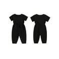 thumbnail image 2 of Suealasg Toddler Girls Jumpsuits Short Sleeve Crew Neck Tie-up Solid Romper Overalls 1T 2T 3T Baby Girls Summer One Piece Playsuit, 2 of 9