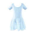 thumbnail image 4 of Stelle Ballet Leotard Short Sleeve Criss-Cross Back Dress with Chiffon Skirt, Ballerina Outfit for Girls,Blue,7-8 Years, 4 of 8