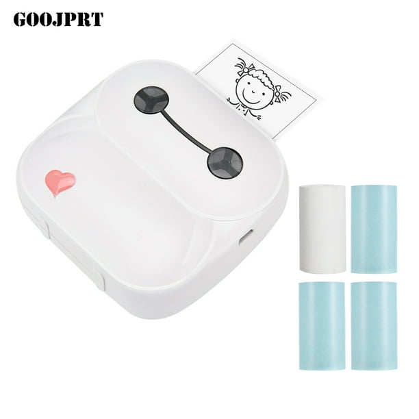 GOOJPRT Pocket Printer Mini Portable Thermal Printer Thermal Label Printer 203dpi BT Wireless Connection Use with APP Support 8 Languages with 4 Rolls ...