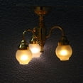 thumbnail image 1 of serony 1/12 Dollhouse Chandelier 3Arm Ceiling Light Dollhouse Ceiling Light Lamp LED Glass Shade Ceiling Light Lamp, 1 of 8