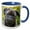 Blue/White, variant on 3drose, Funny Portrait of Black Pug Dog Animal, 11oz Magic Transforming Mug