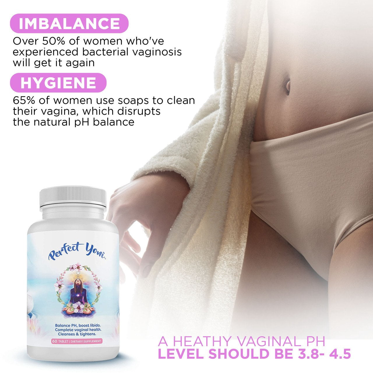 Success Chemistry Perfect Yoni Organic Women's Probiotic with Herbal Blend - General Health & Wellness Support for Women - 60 Count