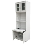 Kings Brand Furniture Tall Kitchen Pantry, Microwave Storage Cabinet, White