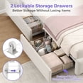 thumbnail image 5 of Anyact Full Size Bed Frame with 2 Storage Drawers, Removable Pillow, LED Light Platform Bed with Teddy Velvet Headboard, Off White, 5 of 10