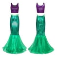 thumbnail image 6 of Yeahdor Womens Halloween Mermaid Fancy Dress Costume Cropped Tank Top with Cascading Ruffle Long Skirt Purple&Green L, 6 of 7