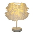 thumbnail image 2 of Lámpara de mesa decorativa moderna con forma de pluma, ideal para mesilla de noche. Nueva. Blanco, 2 of 9