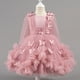 thumbnail image 2 of Odeerbi 1-9 Años Niñas 3D Mariposa Tul Vestido de Manga Larga Ruffle Alto Vestido de Princesa Bajo Para La Fiesta de Boda Cumpleaños, 2 of 9