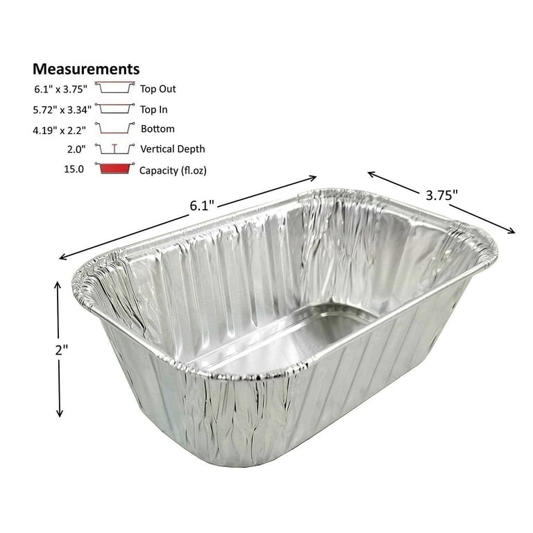 Disposable Loaf Pan with Lid for Baking - Mini 8x4 1.5 Lb Disposable Bread  Pans - Meatloaf Pans – 50 Pans and 50 Clear Lids - Perfect for Baking