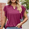 thumbnail image 6 of Ltctricy T Shirts for Women Trendy Summer V Neck Ruffle Short Sleeve Loose Casual Tunic Tops Soft Tees Blouses, 6 of 7