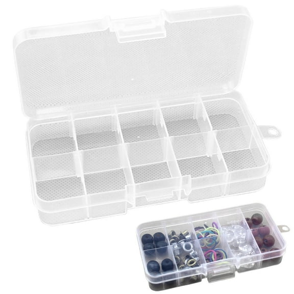 Jewelry Organizer, Plastic Jewelry Box with 10 Grids, Movable Dividers, Adjustable Earring Storage Container, Beads Holder Case, Transparent Hard Plastic, Compact Jewelry Storage B Makeup Organizers