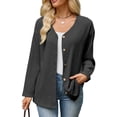 thumbnail image 2 of ClodeEU Women's V Neck Button Down Long Sleeve Knit Cardigan,Casual Loose Open Front Sweater Coat ,Women's Plus S, 2 of 5