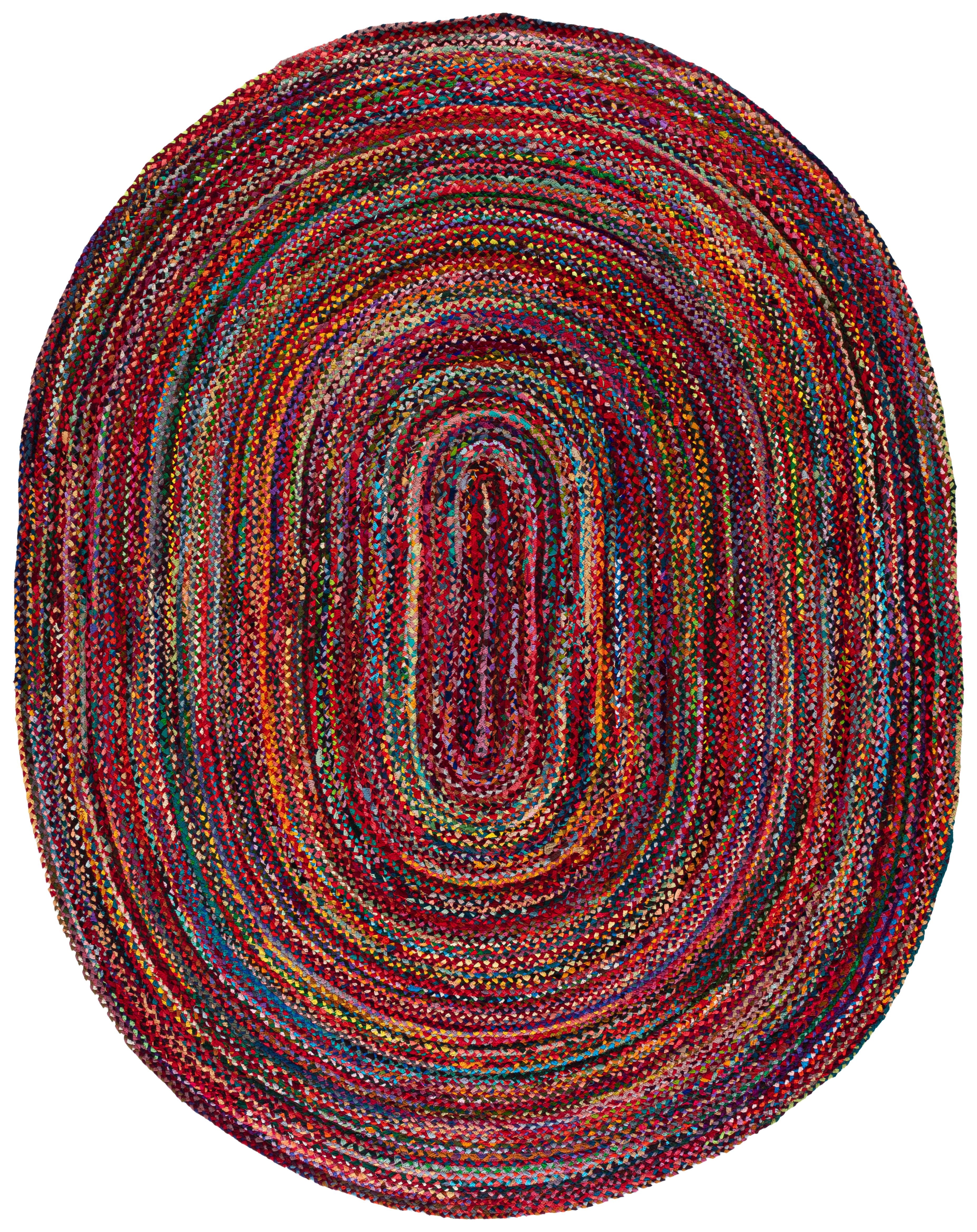 Safavieh Braided Calvin Transitional Cotton Reversible Area Rug, Rust/Multi, 6' x 8' Oval