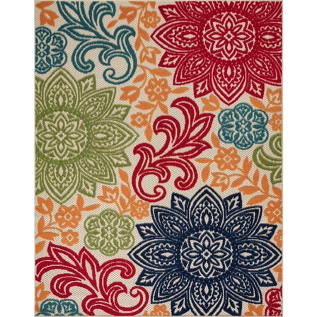 Oasis Floral Multi-Color 5 ft. x 7 ft. Indoor/Outdoor Area Rug