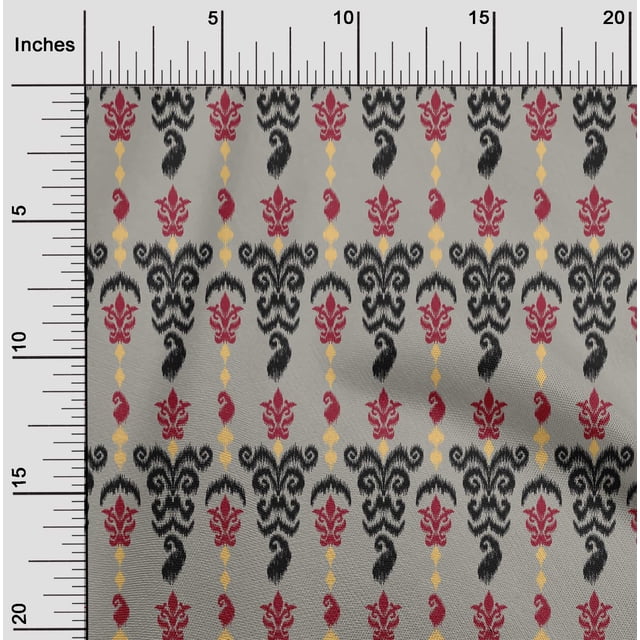 oneOone Tissu Polyester Lycra Rayé & Paisley Ikat Imprimé 1 Yard 56 Pouces de Large
