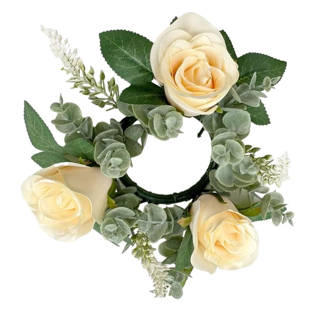 Anillos de vela, coronas, corona de velas florales artificiales, centros de mesa, anillos de guirnalda de velas para Halloween, hogar, Bar, cocina , champán